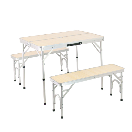 折りたたみ テーブルセット チェア付 アウトドア アルミ ピクニック ナチュラル ALPT-90 