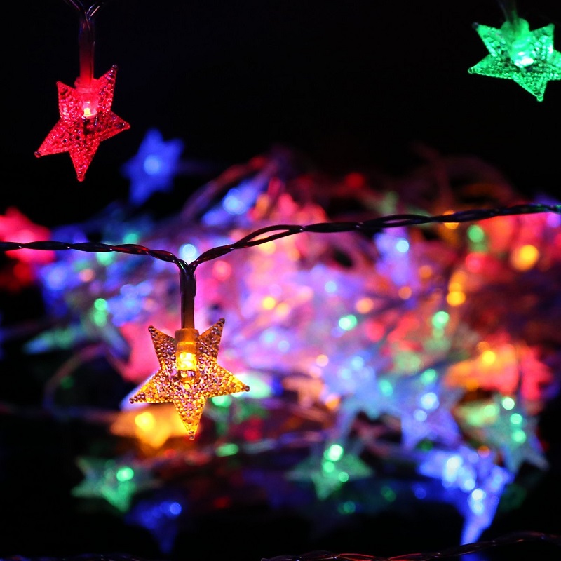 LEDイルミネーション 星 スター 3m 30球 ストレートライト 電池式 防雨 クリスマス ライト 電飾 飾り