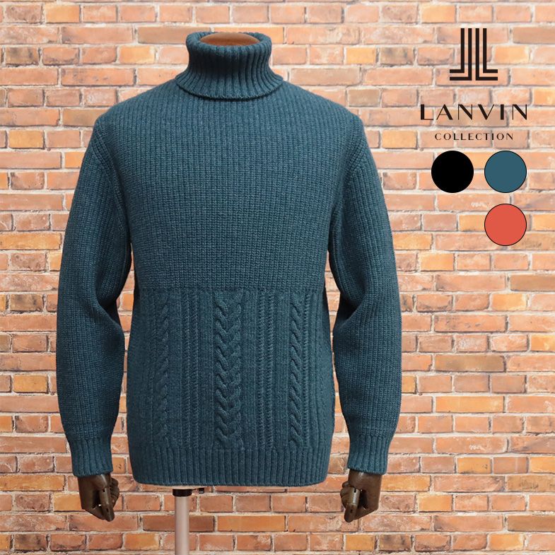 秋冬 LANVIN COLLECTION 日本製セーター ウール カシミヤ混ローゲージ