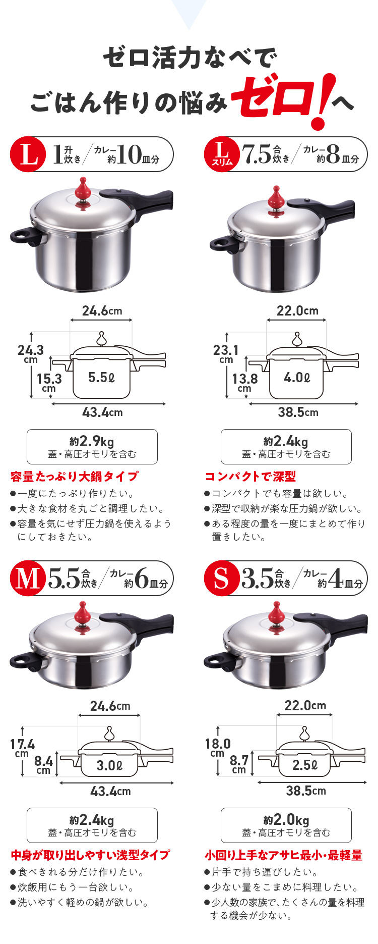 美品　アサヒ軽金属　ゼロ活力なべ　Lスリム　4.0L  圧力鍋調理器具