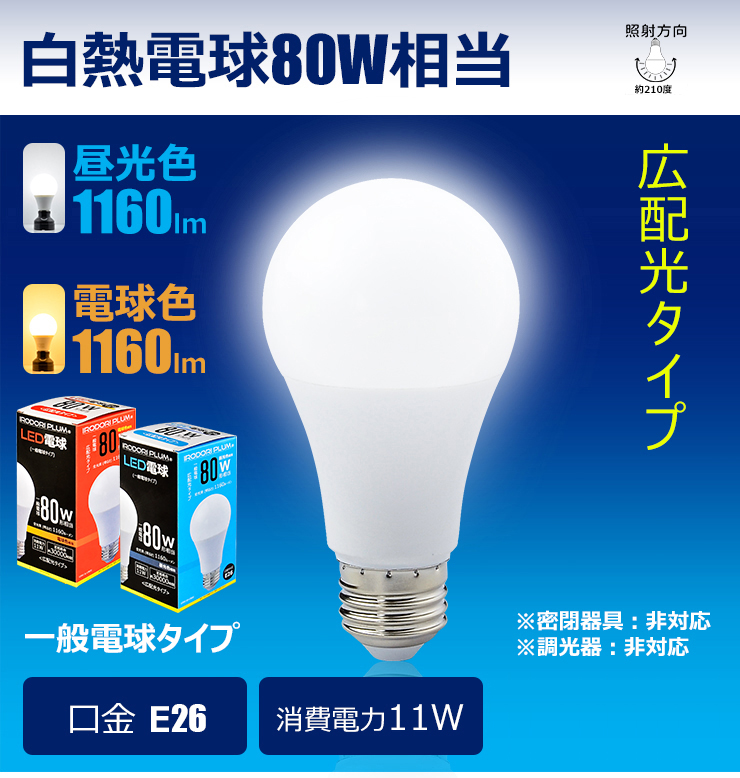 【ポイント最大21.5％_6/12限定_CP】LED 電球 e26 80w相当 光の ...