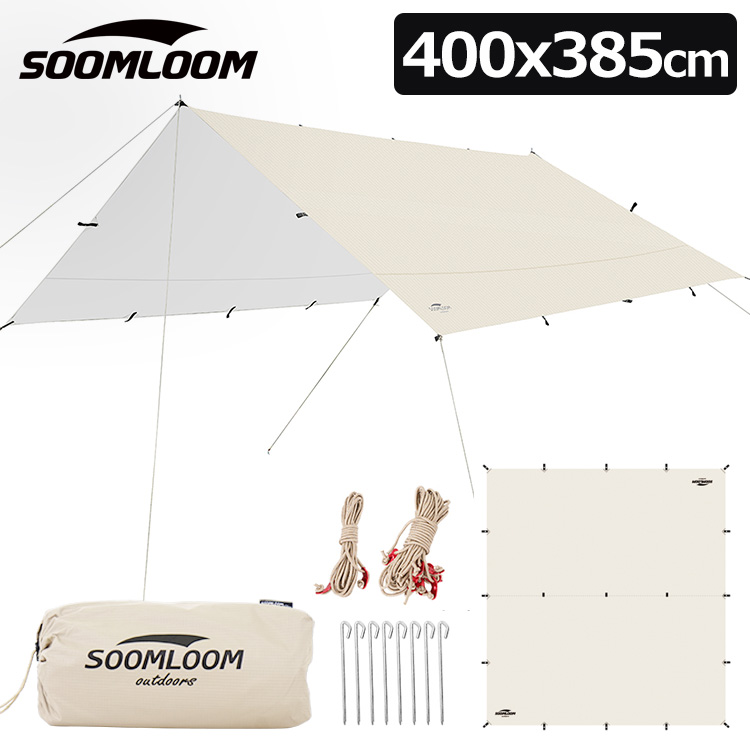 Soomloom レクタタープ 天幕 400x385cm 大型 ループ19箇所 紫外線対策 UVカット シルバーコーティング 防雨・防風・日除け キャンプ  アウトドア :outdoor-0820201:BrightGirl - 通販 - Yahoo!ショッピング