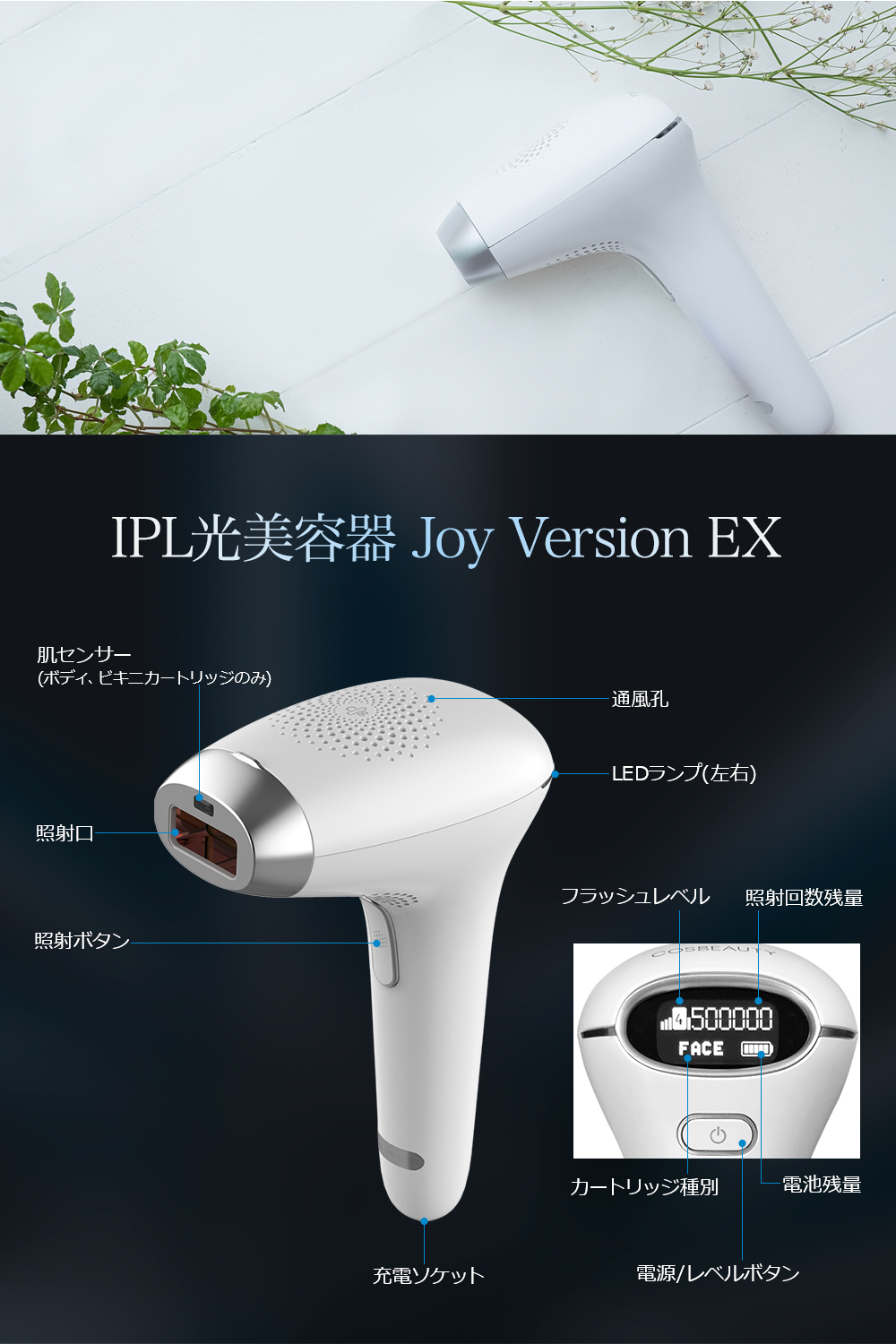 最新モデル IPL光美容器 Joy Version EX 50万回照射 1年保証 コス 