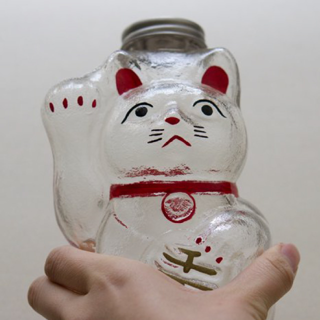 保存容器 招き猫 菓子びん 小 廣田硝子（SM-2S） キッチン、台所用品