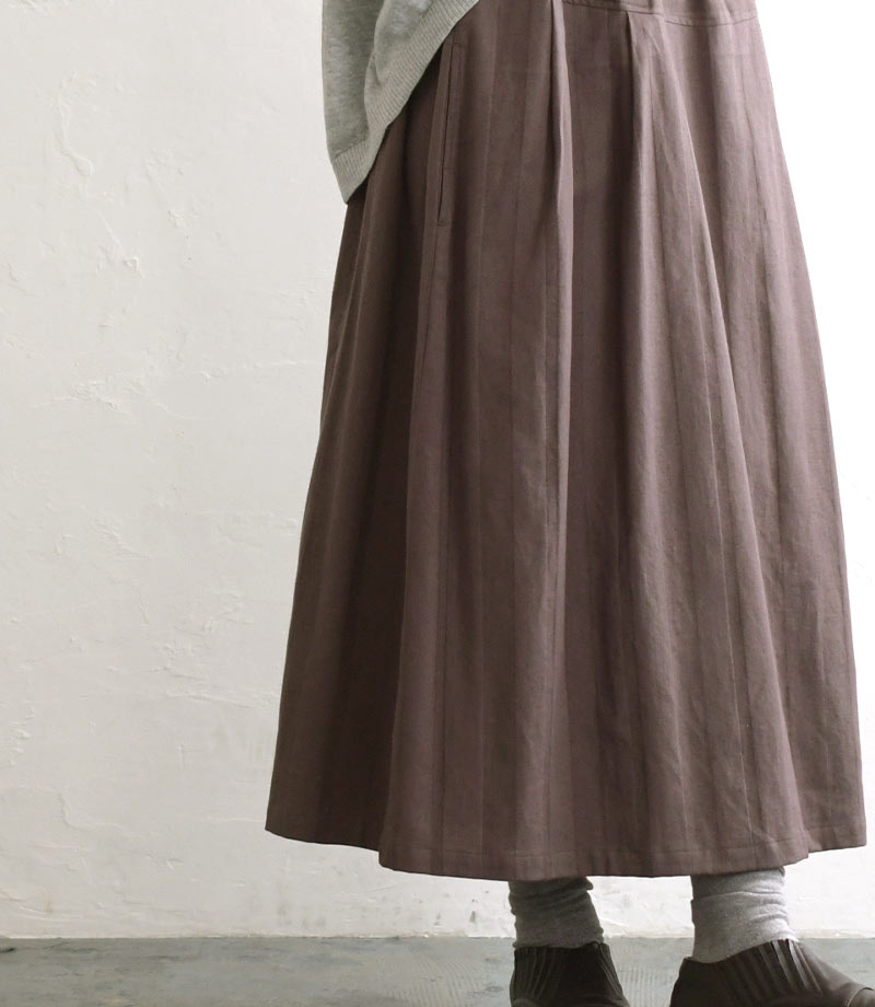 綿麻シャドーストライプ台形スカート