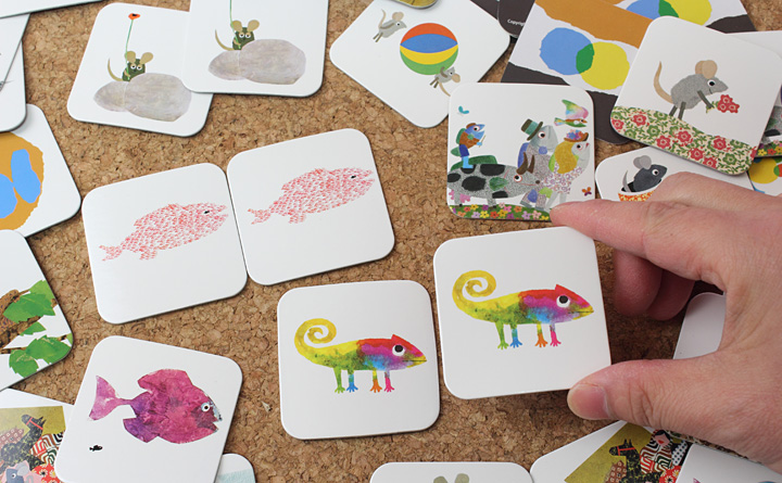 イラストレーター 絵本作家のレオ レオニの絵合わせカード ゲーム スイミーやネズミのフレデリック あおくんときいろちゃんなど みんなが知っているキャラクターも登場します カードは44枚入っており 22組の組み合わせができます 幼児から