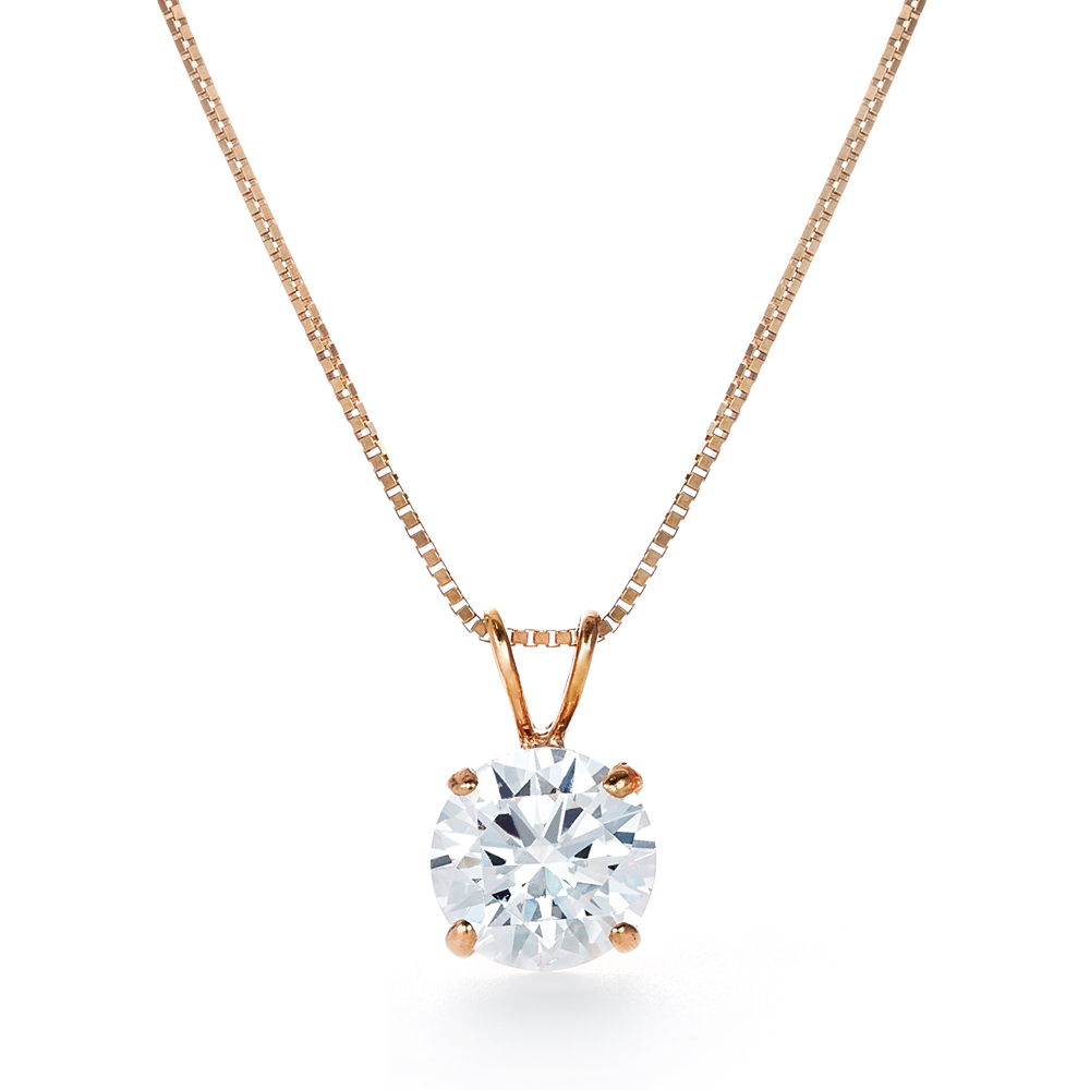 最高級品質 1.25カラット czダイヤモンド ピンクゴールド ネックレス K14 PG ネックレス ニューヨークからの贈り物