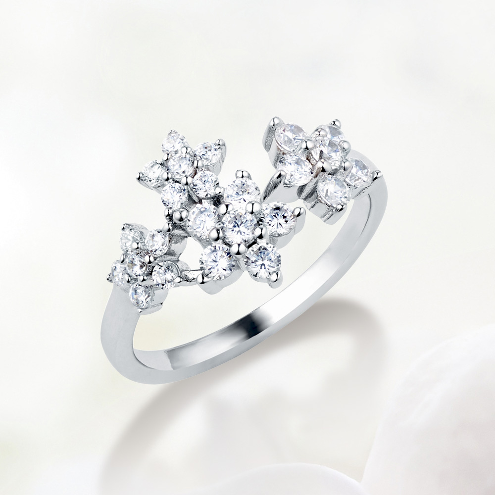 指輪 レディース リング ダイヤモンド cz プラチナ 加工 フリーサイズ ブランド 花 フラワー :r061:ニューヨークからの贈り物 - 通販 -  Yahoo!ショッピング