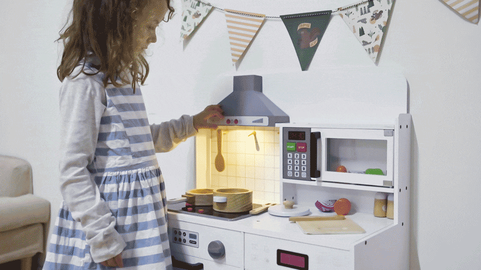 おままごと キッチン 木製 台所 ライト付き 音が鳴る 製氷機 調理器具