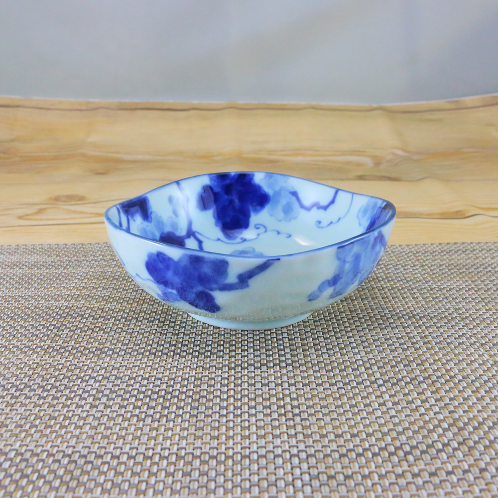 小鉢 美濃焼 変形鉢 藍染ぶどう３.５寸鉢 （５枚セット） 取皿 ボウル