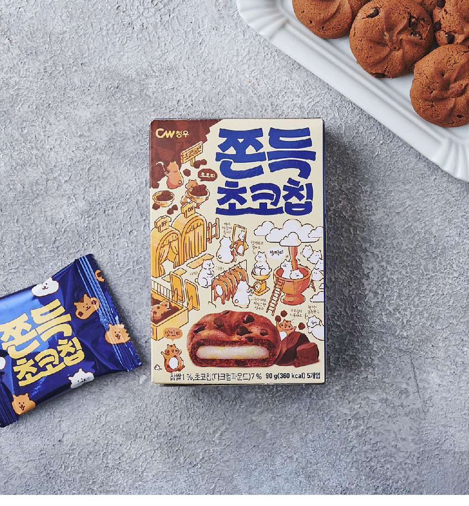 CW] チョンウ もちもちチョコチップ/90g(5個入)餅クッキー スナック 韓国お菓子 チョコチップ :et135:いいとこショップ 通販  