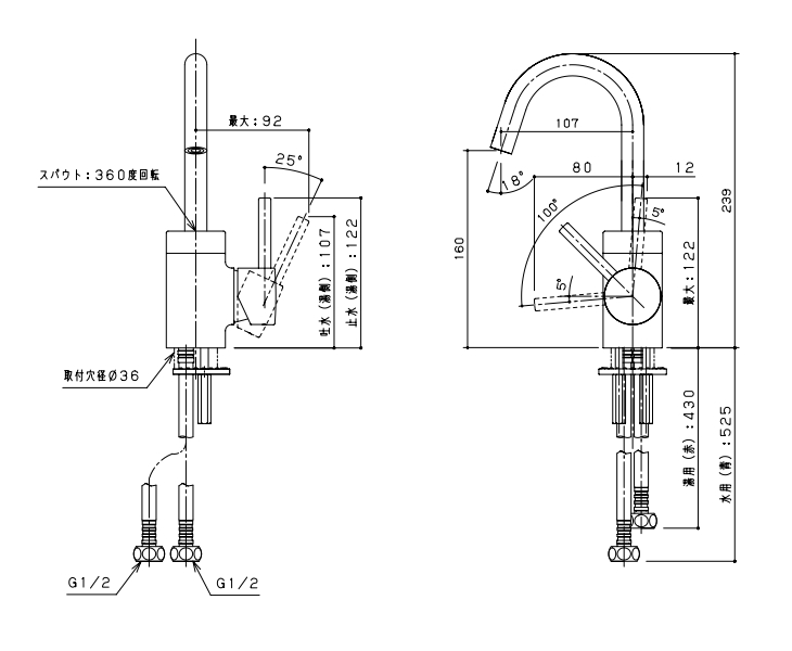 パナソニック シーライン 水栓金具 マルチシングルレバーシャワー スコピカタイプ 一般地仕様 GQC01AWAAN Panasonic - 2