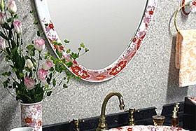 壁掛け鏡・ウォールミラー：有田焼（伊万里焼）の鏡