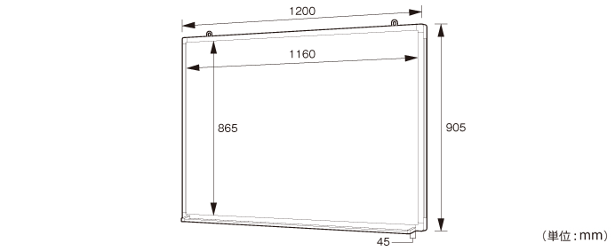 壁掛けホワイトボード（無地）（WK-1290）の詳細外寸法