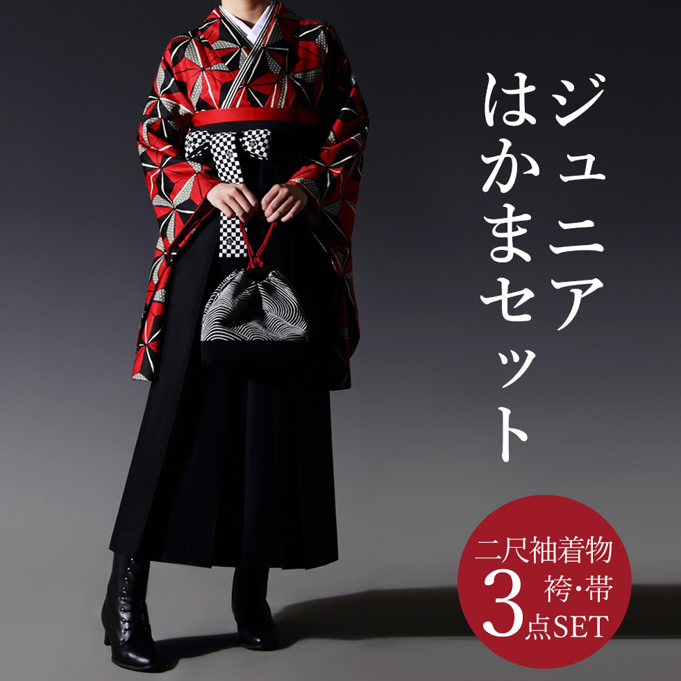 大きな取引 卒業式袴セット NO6-0227 袴黒❣️映える二尺袖 ❣️新品 