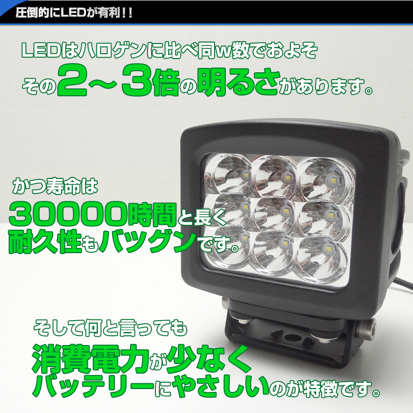 作業灯 LED 24v 12v 投光器 90w スポット サーチライト 屋外 照明