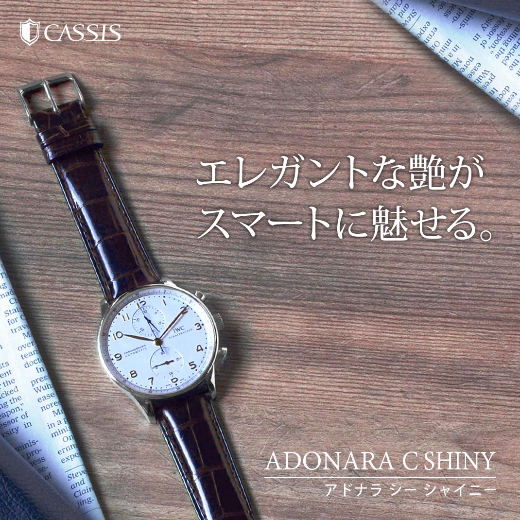腕時計ベルト バンド 交換 ワニ革 22mm CASSIS ADONARA C SHINY