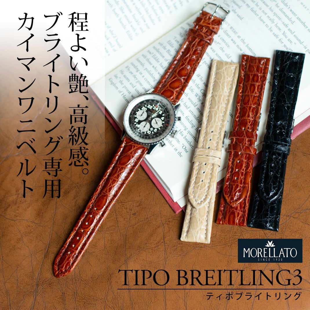 腕時計ベルト バンド 交換 カイマン(ワニ革) 22mm MORELLATO TIPO