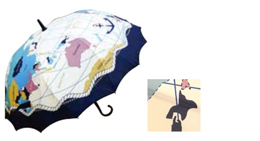 レディース傘サクラ骨マリン地図