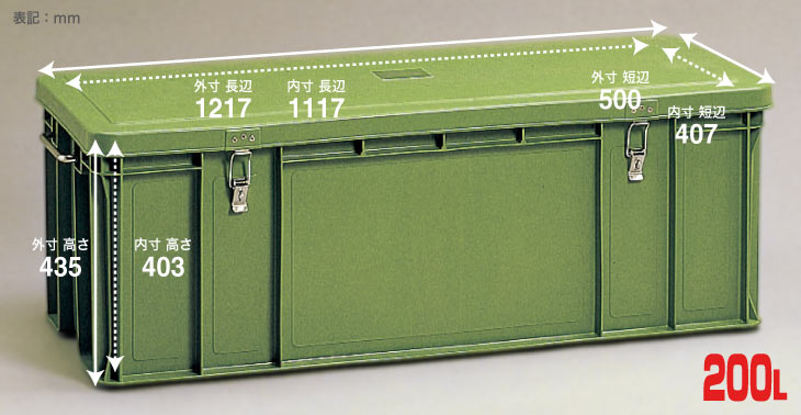 道具箱 工具箱 200L 収納ボックス 業務用 フタ付 プラスチック :07565-0:Living雑貨 リスonlineshop - 通販