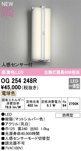 オーデリック ポーチライト センサー付 鉄錆色 LED（電球色） OG254407LCR - 2