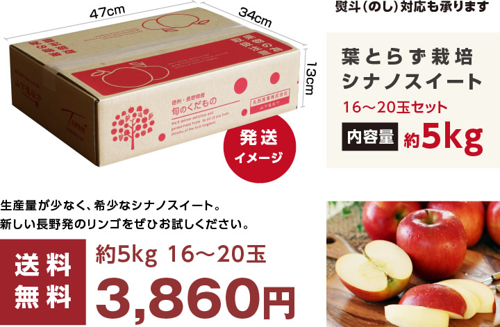 葉とらずりんごのシナノスイート 5キロ
