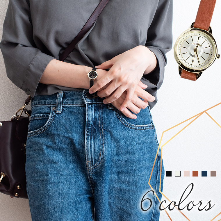 メタリック文字盤×バーインデックスのレディース腕時計 三針 クオーツ 日本製ムーブメント 女性用ウォッチ ビジネス カジュアル オフィス ルーチェ