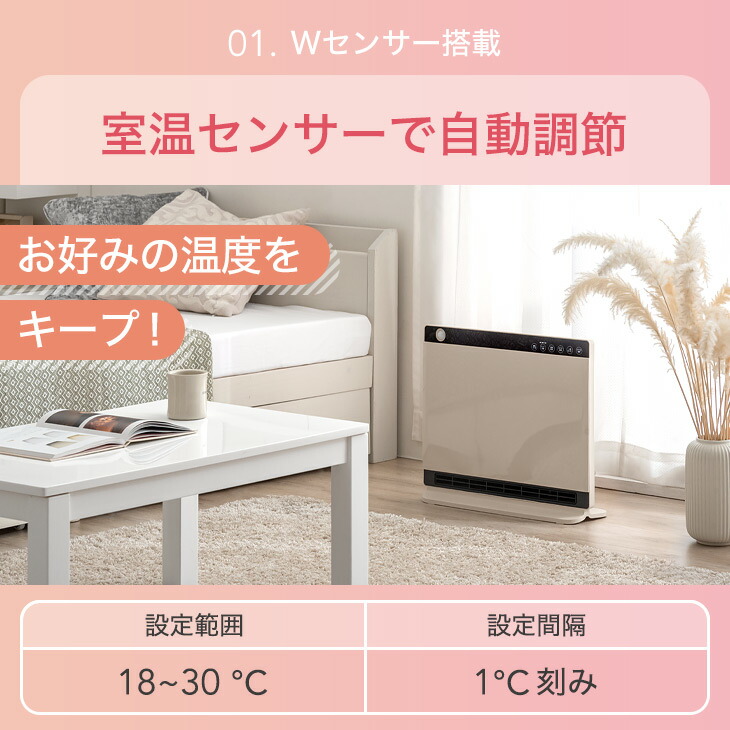 セラミックヒーター 省エネ 暖房 室温センサー 人感センサー リモコン 