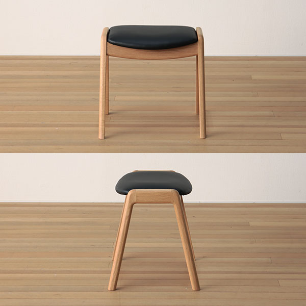 スツール PVC 44cm幅 オーク材 木製 スタッキングスツール 食卓椅子 