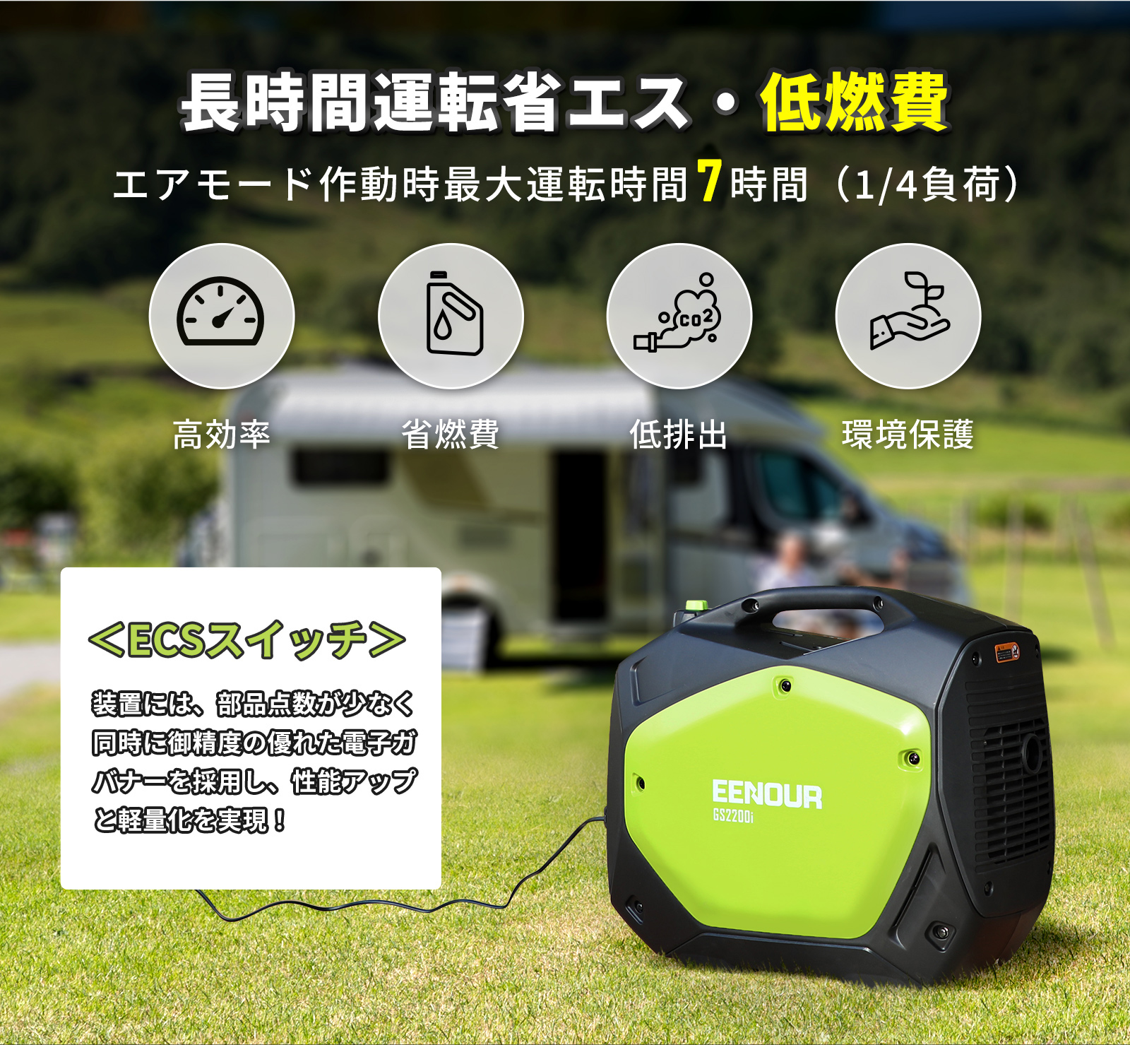 EENOUR インバーター発電機 GS2200i 定格出力1.8kVA kenza.re