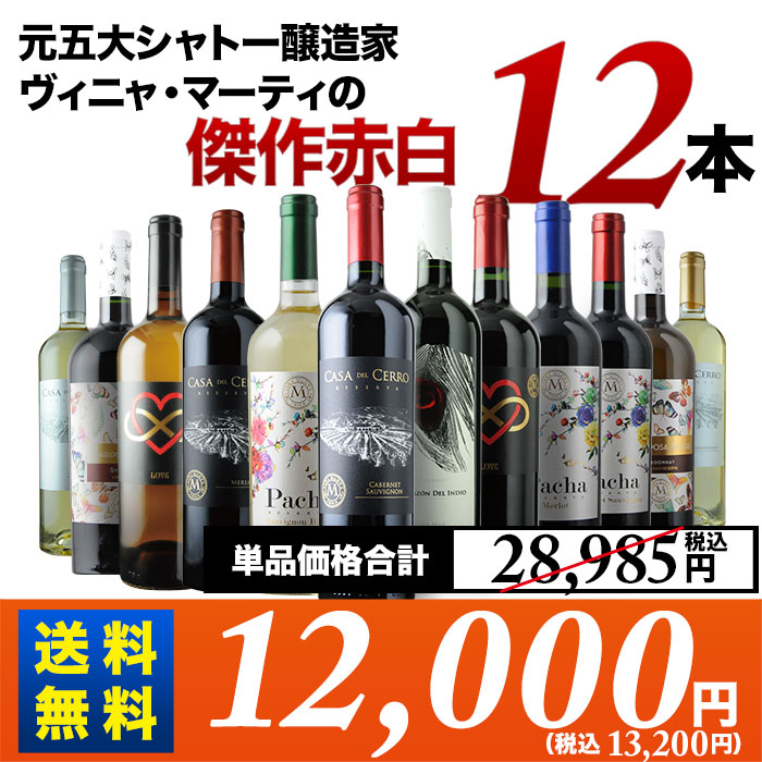 最大54％オフ！ワイン ワインセット 名醸造家ヴィニャ・マーティお試しワイン12本セット（赤ワイン7本、白ワイン5本） 第8弾 送料無料「12 6セット内容変更」  ワイン