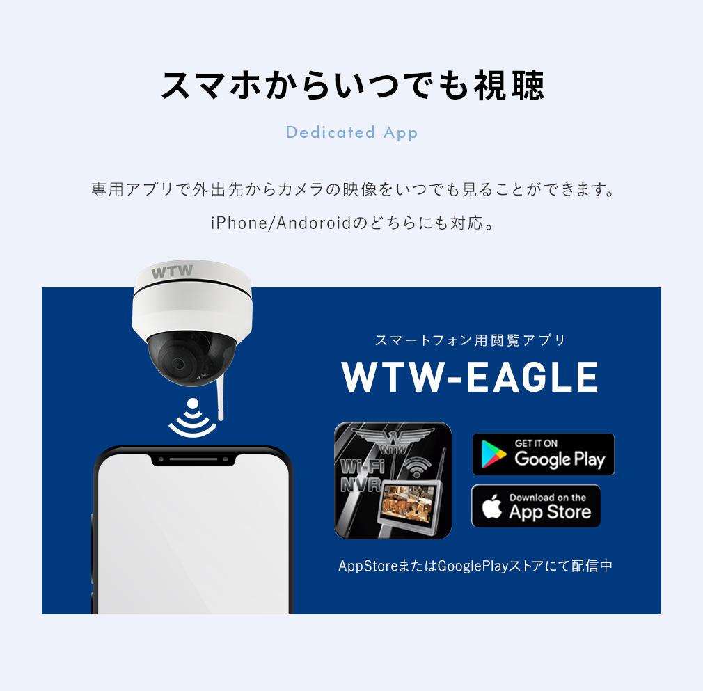 防犯カメラ ワイヤレス 屋外 家庭用 ドーム型 WTW-EGDRY1673PTS : wtw