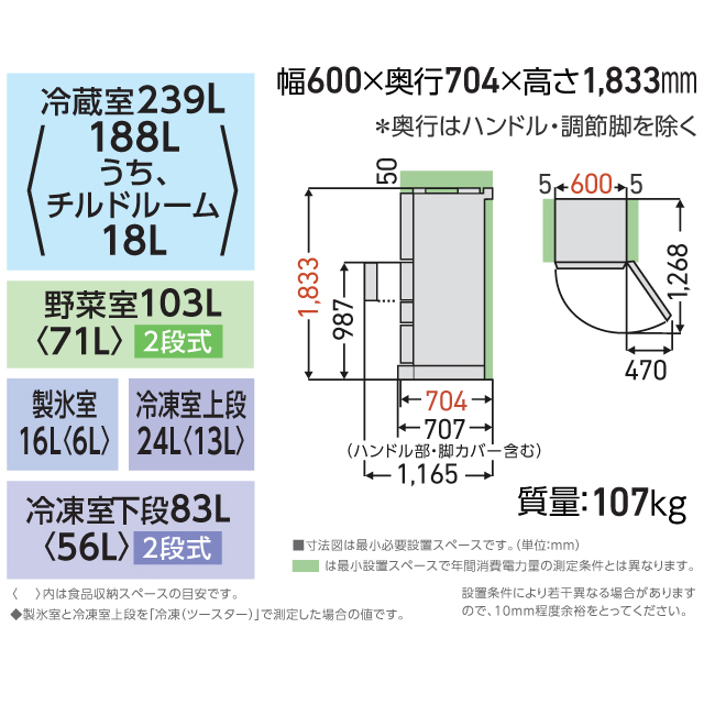 ベジータ GZシリーズ 冷蔵庫 465L 東芝 GR-W470GZ-ZH 右開き アッシュ 